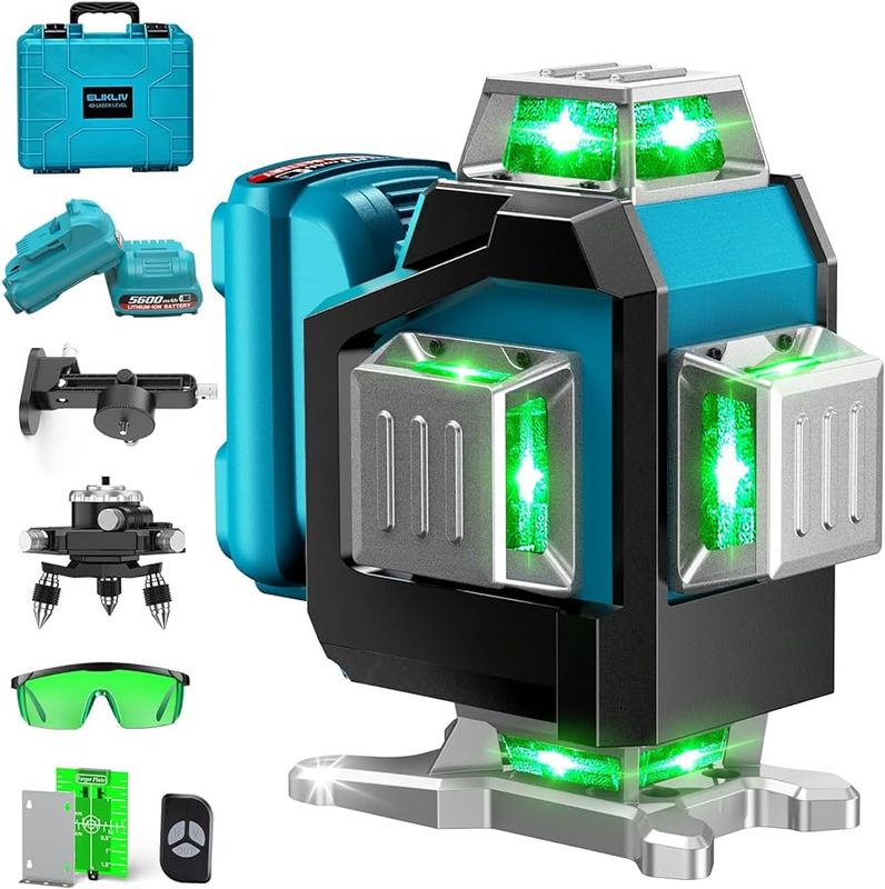 Niveau laser, Elikliv auto-nivelant à 360°, outil de niveau laser vert de 60 mm