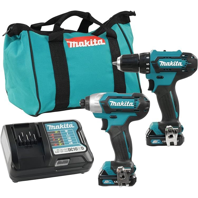 MAKITA 18V LXT Cordless Hammer Drill-Driver &amp; Impact Driver Kit w/2 Batteries (1.5Ah), Charger &amp; Bag (DLX2127SY)