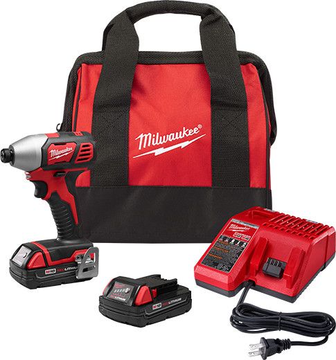 Milwaukee Tool M18 18-Volt Lithium-Ion Cordless 1/4 in. Impact Driver Kit with (2) 1.5Ah Batteries (2656-22CT)