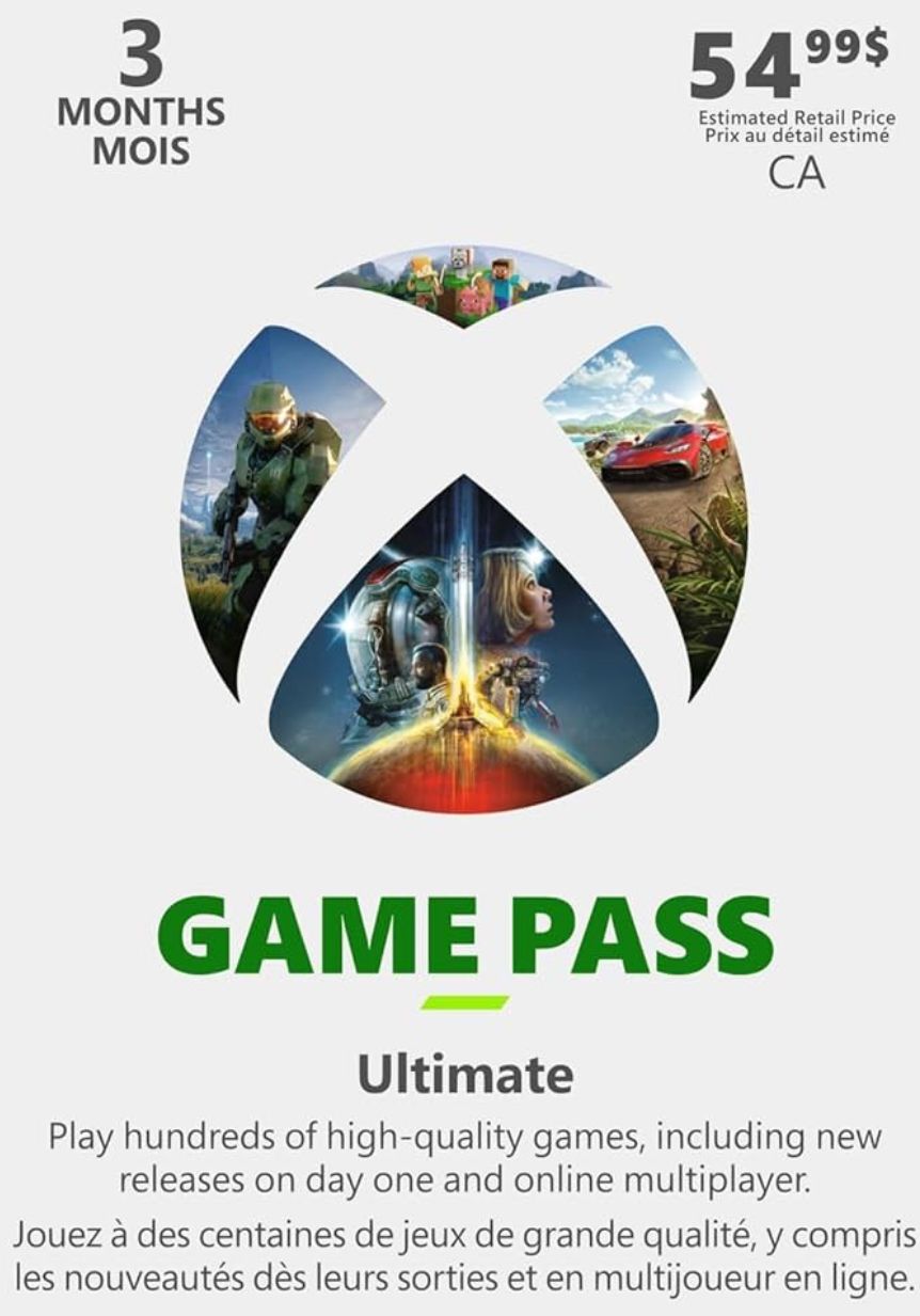 3 mois XBOX Live Gamepass Ultimate - CANADA [Digital Code]
