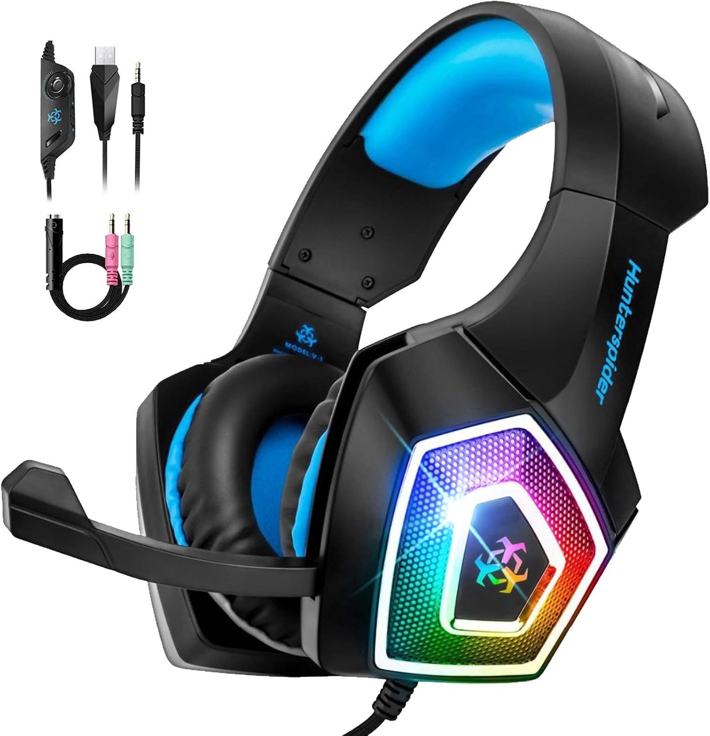 Hunterspider Gaming Headset, for Xbox One PS4 Headset with Noise Canceling Microphone