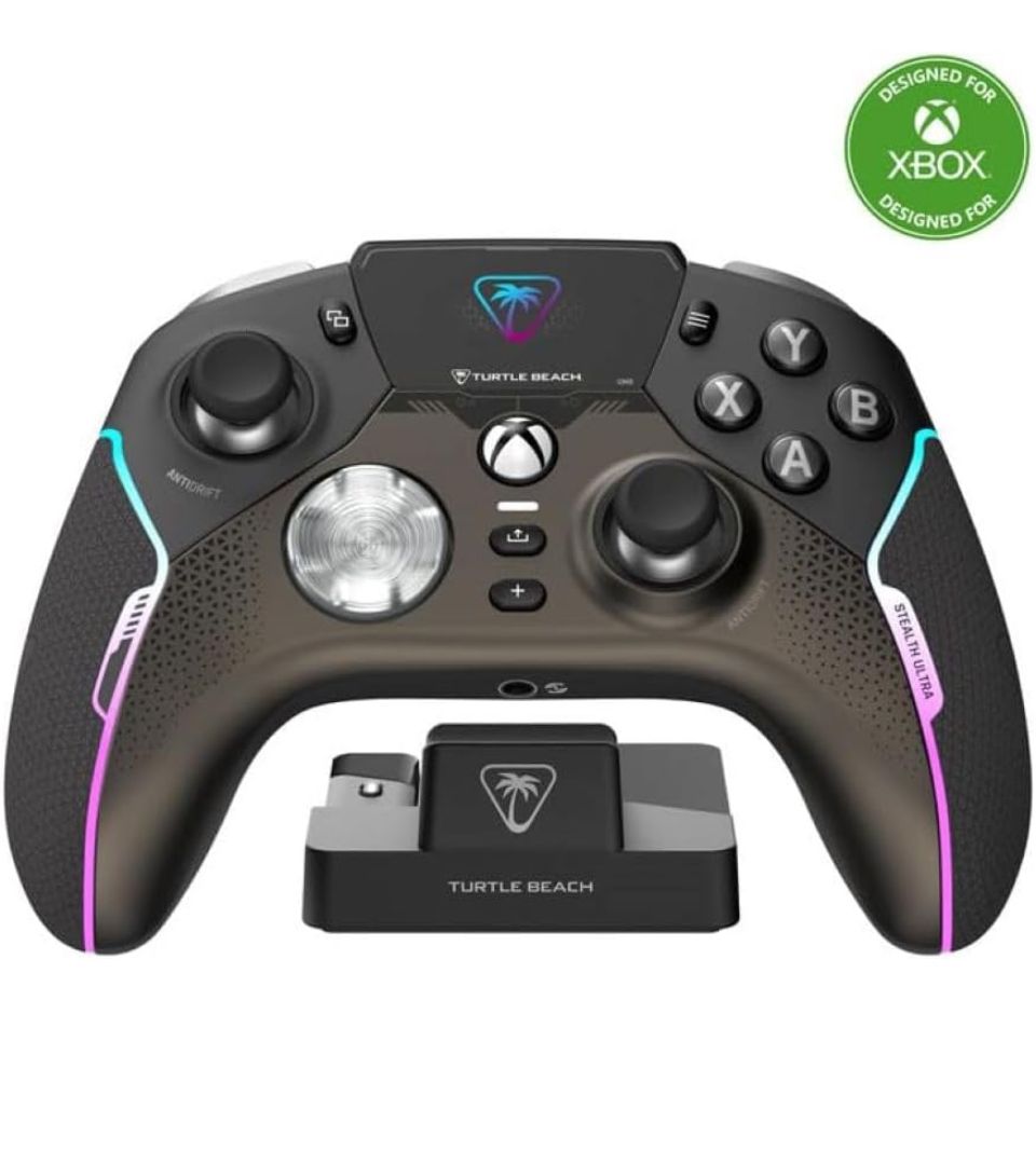 Turtle Beach Stealth Ultra High-Performance Wireless Gaming Controller Licensed for Xbox Series X|S, Xbox One, Windows PC &amp; Android – LED Dashboard, Charge Dock, RGB Lighting, 30-Hr Battery, Bluetooth