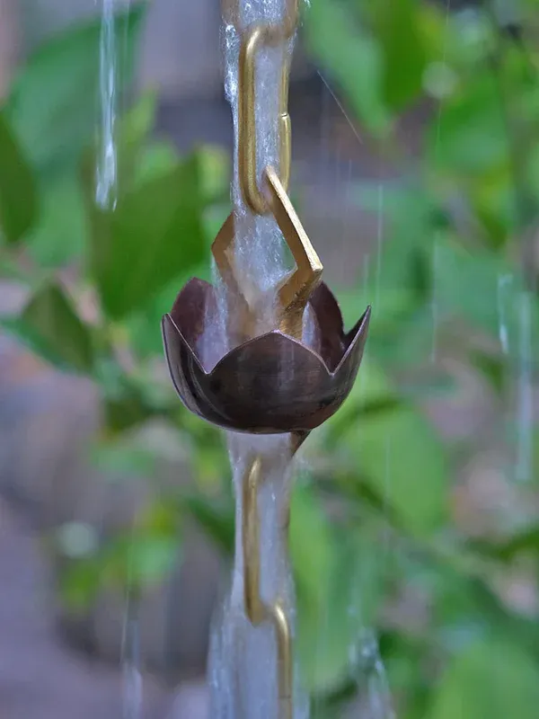 Lotus Rain Chain copper and brass