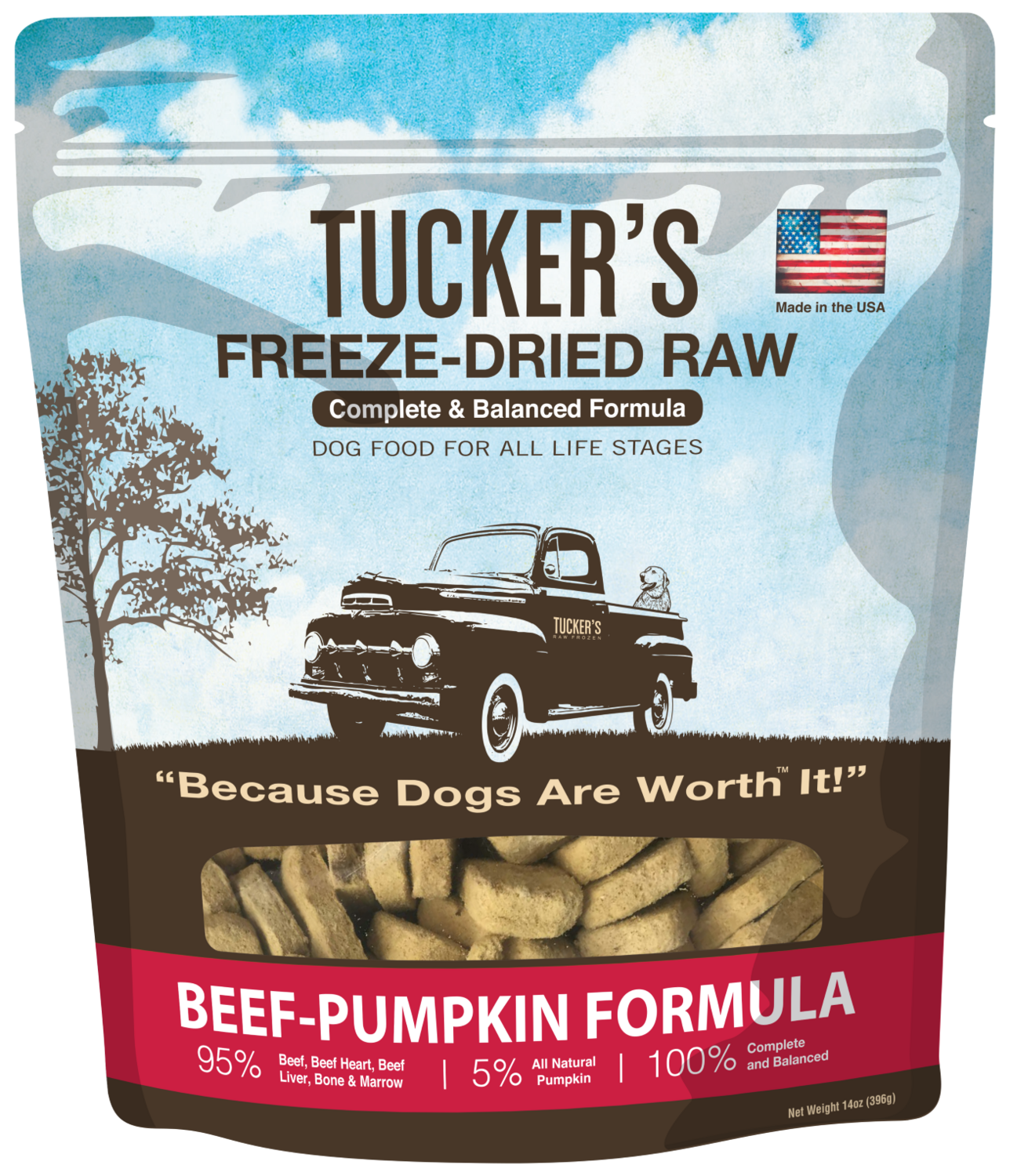 Tucker&#39;s Freeze Dried Raw Dog Food, Beef &amp; Pumpkin Formula, Size: 14 oz