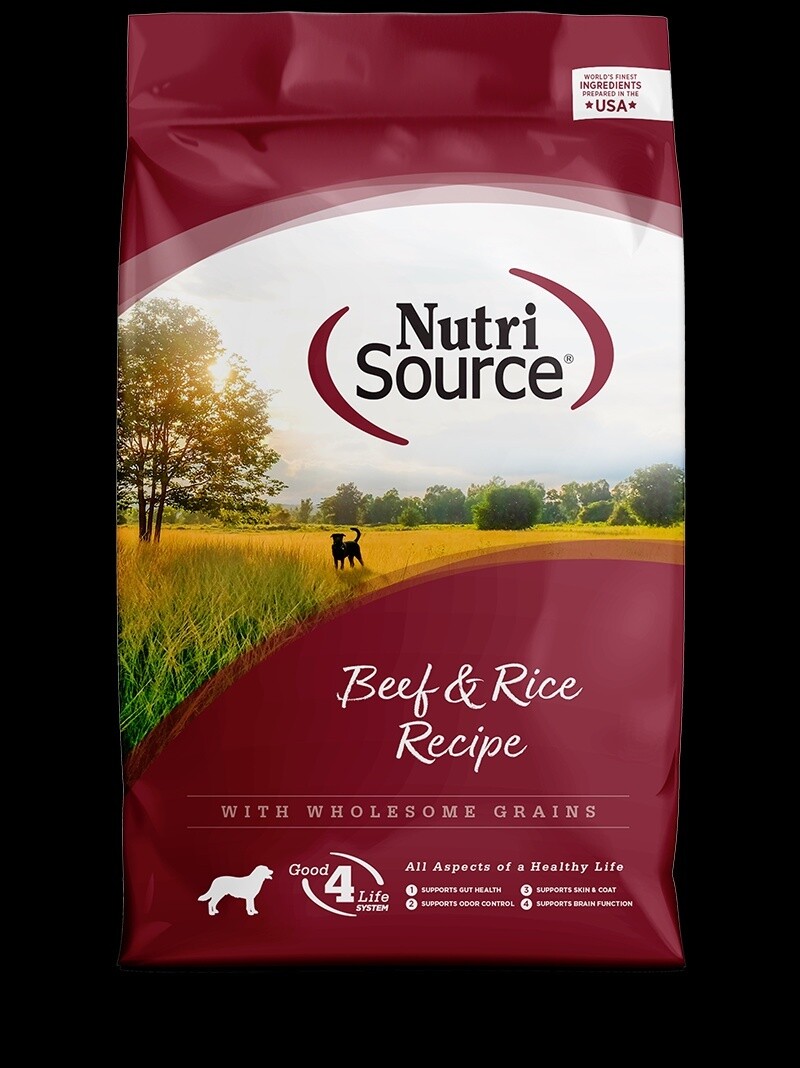 NutriSource Beef &amp; Brown Rice Recipe Dry Dog Food, Size: 26 lb