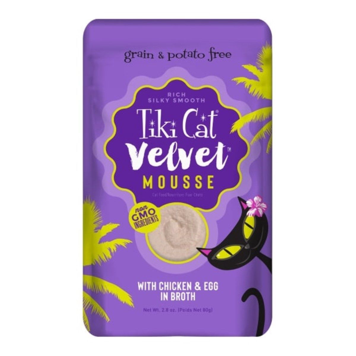 Tiki Cat Velvet Mousse Chicken &amp; Egg, Flavor: Chicken &amp; Egg, Quantity: Single (1-2.8 oz pouch)