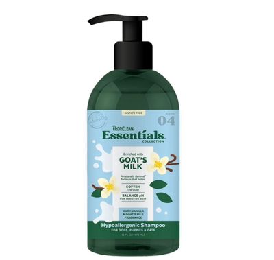 TropiClean Essentials Goat&#39;s Milk Shampoo for Dogs, Puppies and Cats