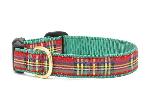 Up Country Dog Collar Christmas Sparkle Plaid, Size: Width 1.0&quot; / XL (fits necks 18&quot;-24&quot;)