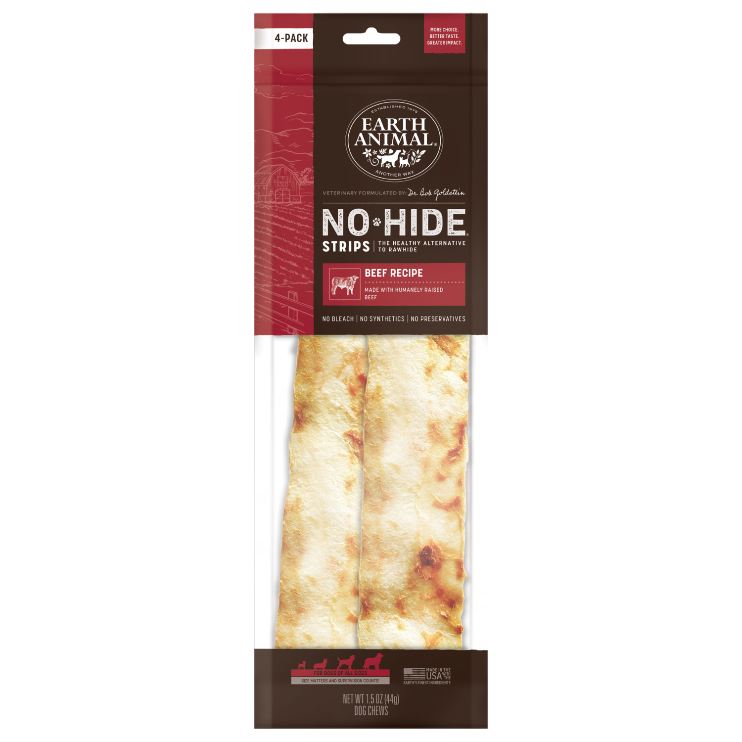 - Earth Animal No-Hide Strips Beef Recipe, Quantity: Pack (4-Rolls)