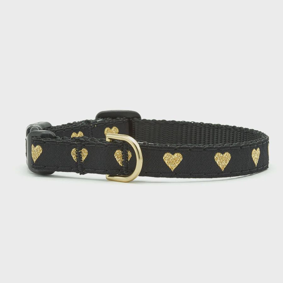 Up Country Cat Collar Heart of Gold, Size: Width 1/2” / XS (fits necks 6”-10”)