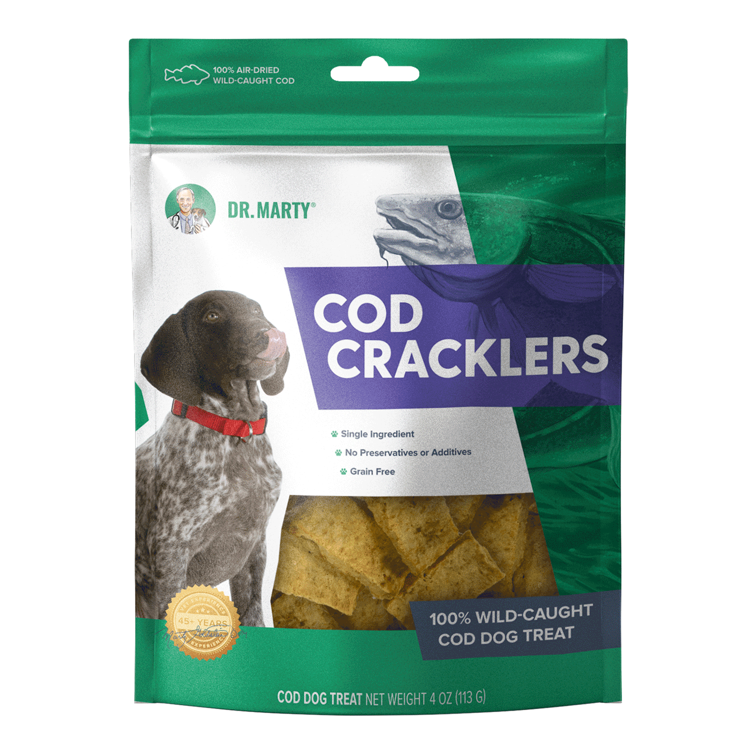 Dr. Marty Cod Cracklers Dog Treat-4 oz