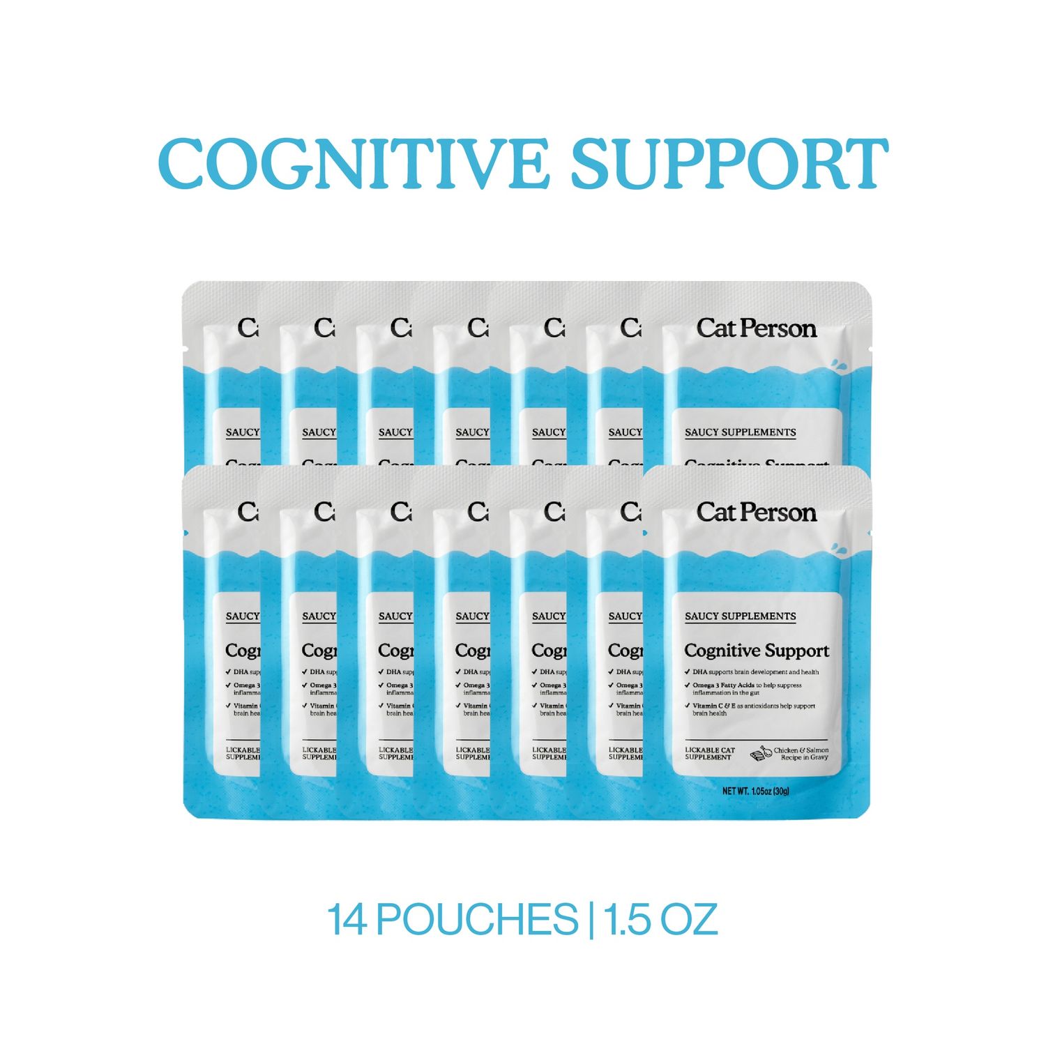 Cat Person Cognitive Support Saucy Supplements, Quantity: Case (14-1.05 oz pouches)