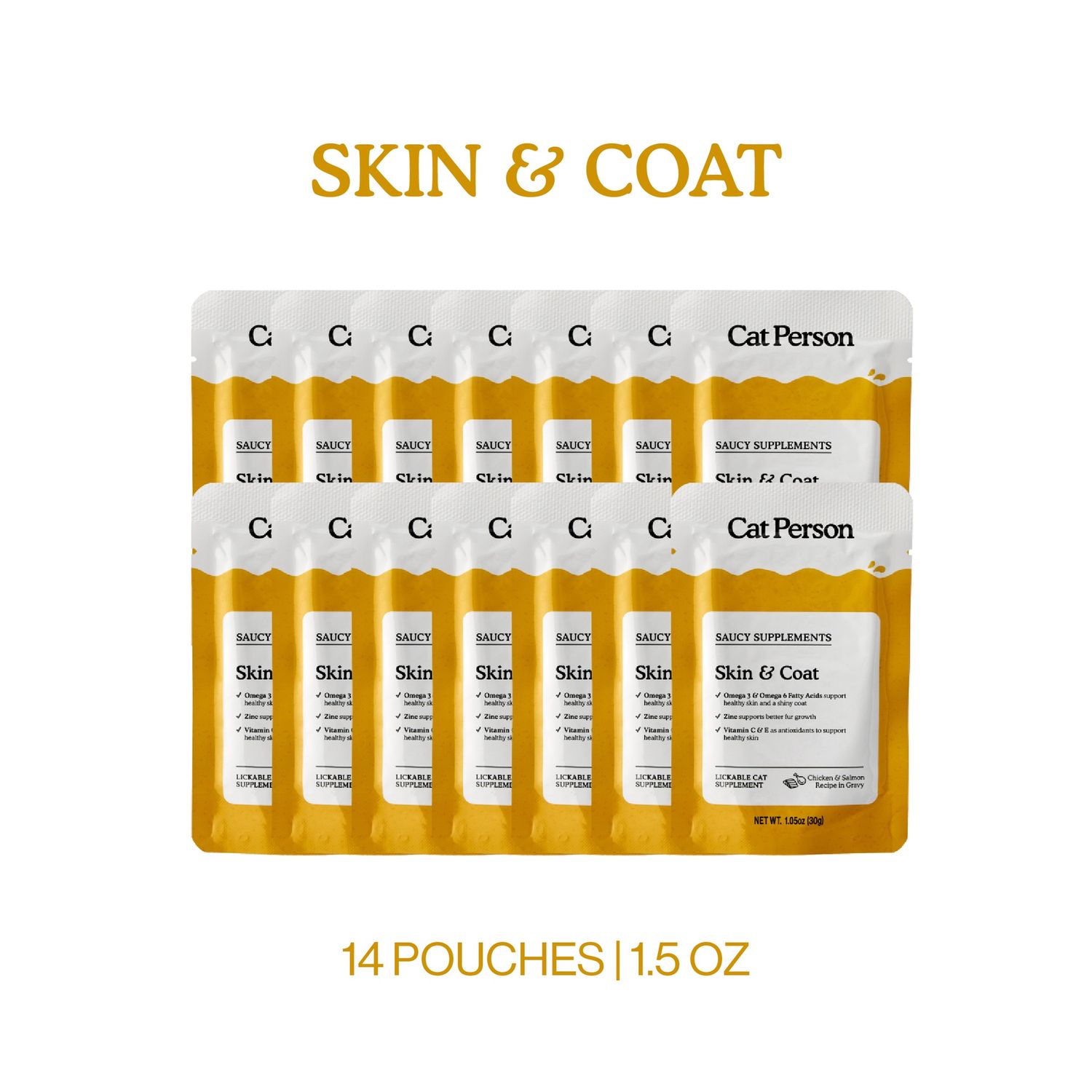 Cat Person Skin &amp; Coat Saucy Supplements, Quantity: Case (14-1.05 oz pouches)