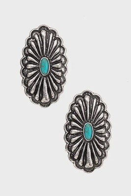 Oval Turquoise Clip on Earring