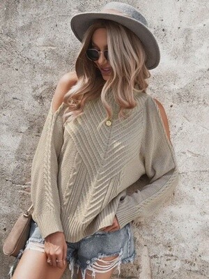 Cold Shoulder Knitted Sweater