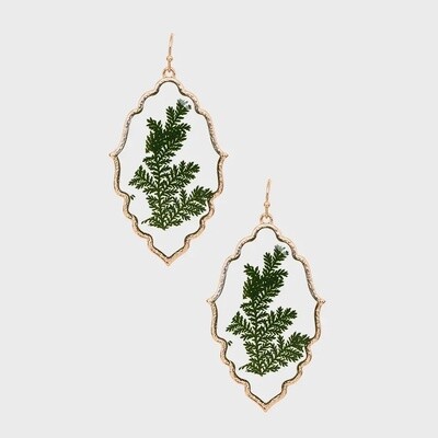 Leaf with Gold Frame Earrings