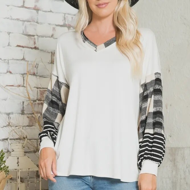 Black &amp; Ivory Plaid Shirt