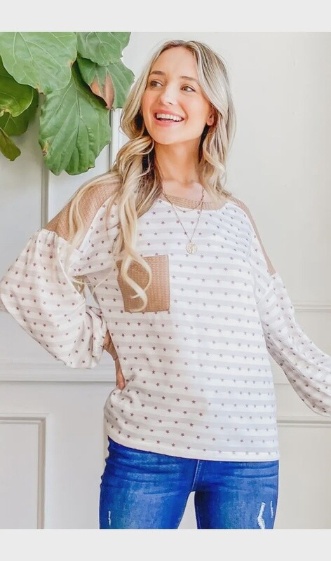 Tiny Star Print Waffle Sweashirt