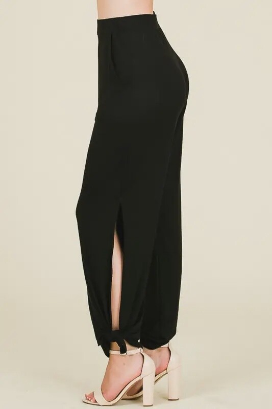 Split Side Tie Hem Pants