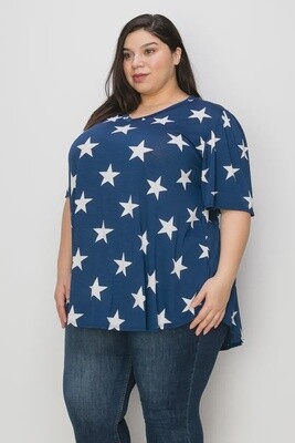 Plus Sized Blue &amp; Stars Shirt