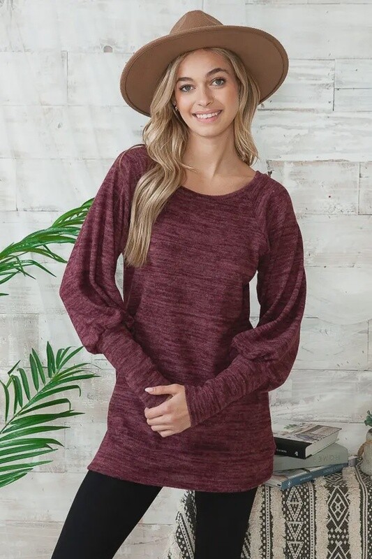 Brush super soft tunic shirt (Wine)
