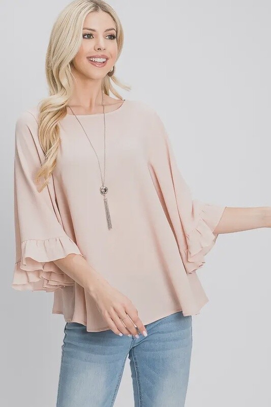 Blush Ruffled Sleeve Shirt