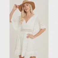 V-NECK SUNDRESS WHITE/RUST