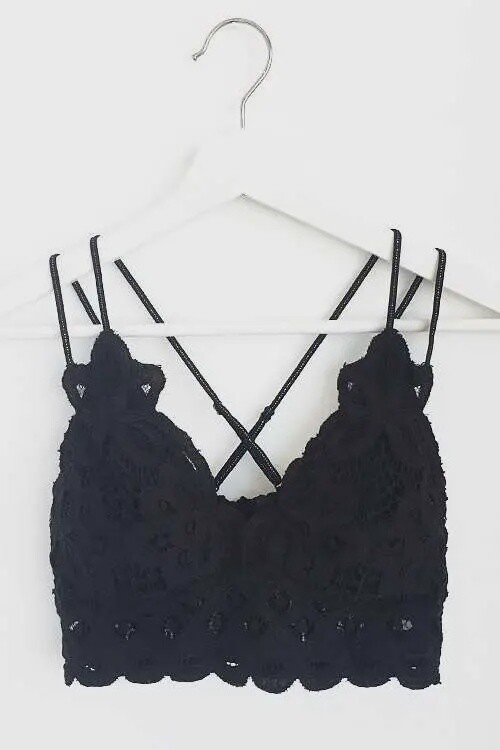 Scalloped Lace Cami Bralette, Size: S, Colour: BLACK