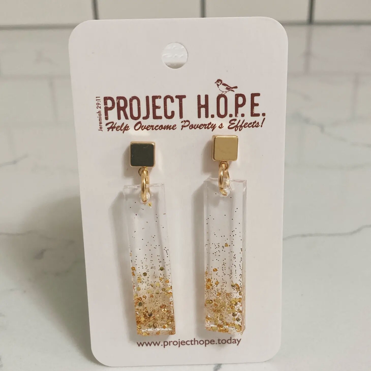 Rectangle Earrings Clear Resin