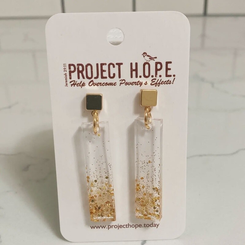 Rectangle Earrings Clear Resin