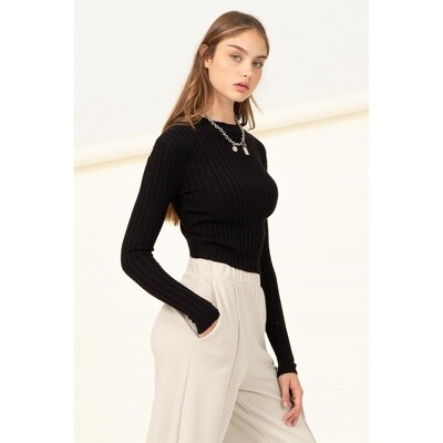 Remember Me Open Back Ribbed Sweater Top