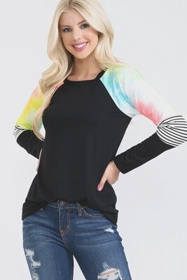 Black Shirt With Tie Dye Sleeves