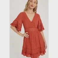 V-NECK SUNDRESS WHITE/RUST