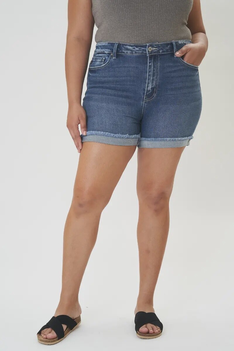 Plus High Rise Single Fold Shorts, Size: XL