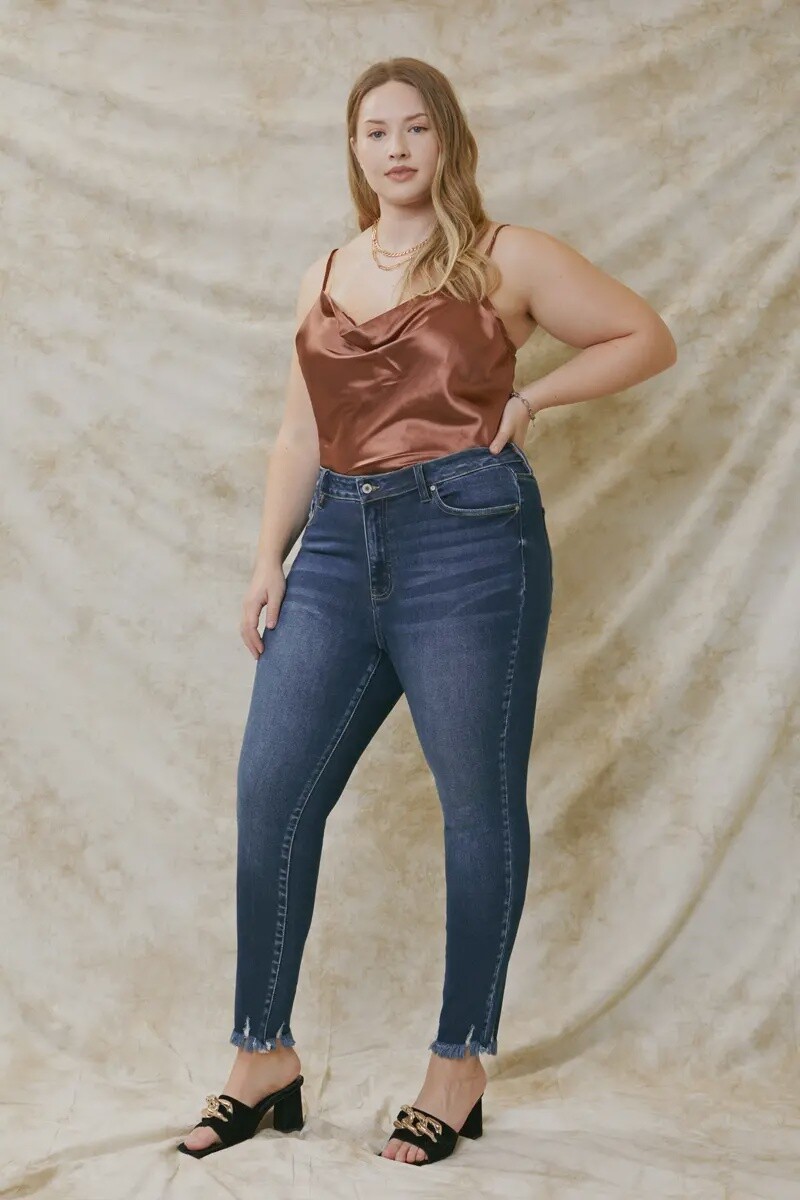Plus High Rise Dark Wash Super Skinny Stretch