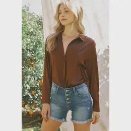 Mid Rise Button Up Shorts