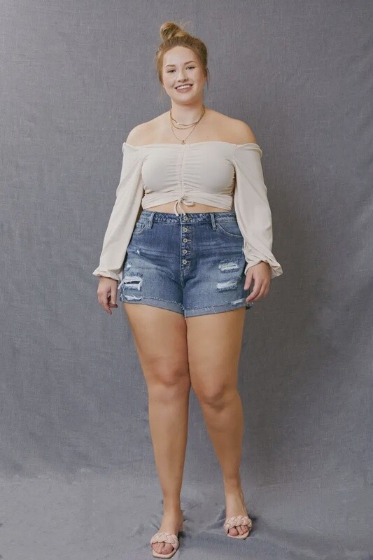 Plus High Rise Mended Short Single Cuff