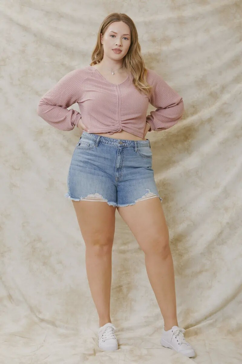 Plus High Rise Mom Shorts