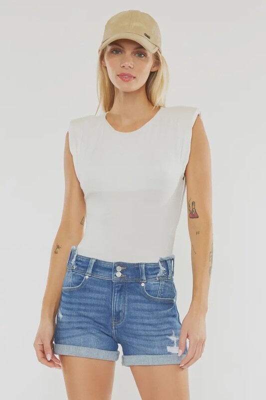 High Rise Distress Shorts