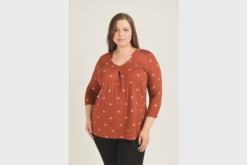 Casey 3/4 Sleeve Knit Top S-3X