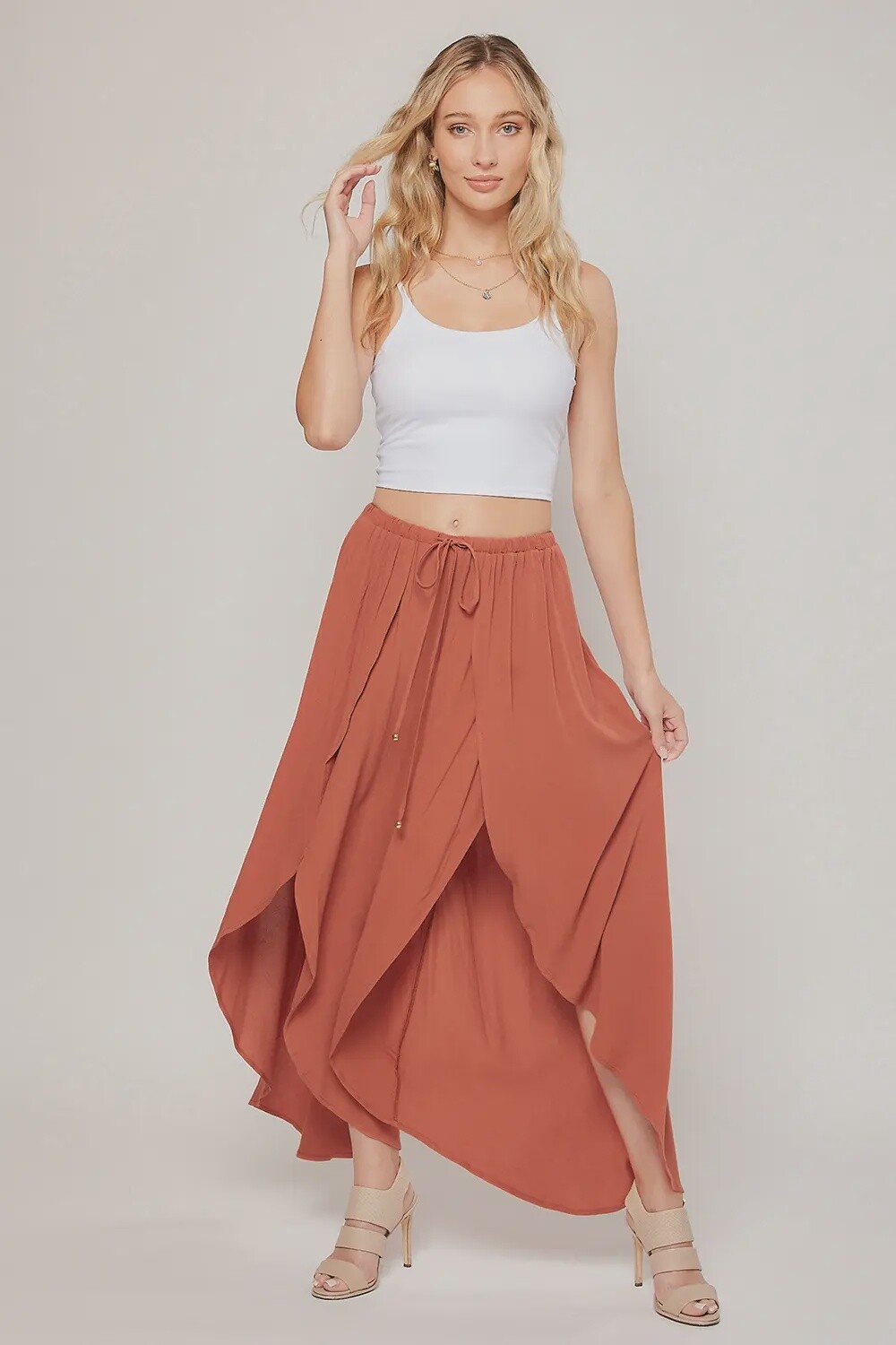 High Slit Wrap Culotte Pants