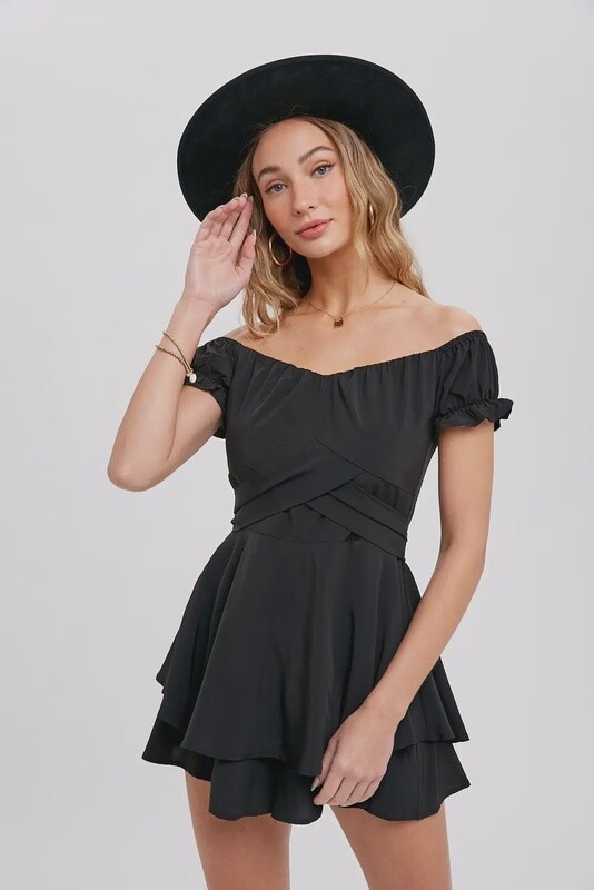 Tie Back Off Shoulder Romper