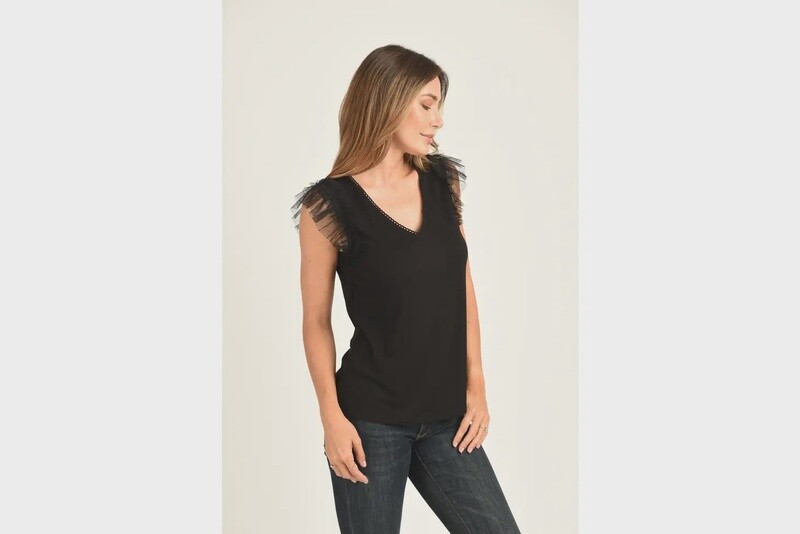 Anais Ruffle Lace Black Top S-3X