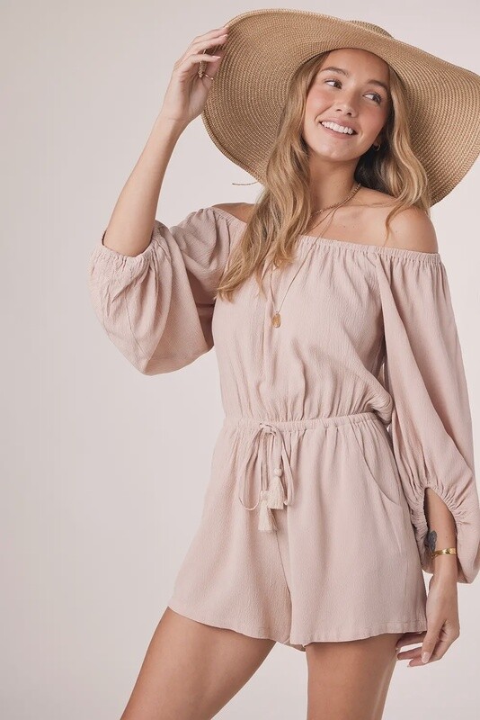 Off shoulder Balloon Sleeve Romper