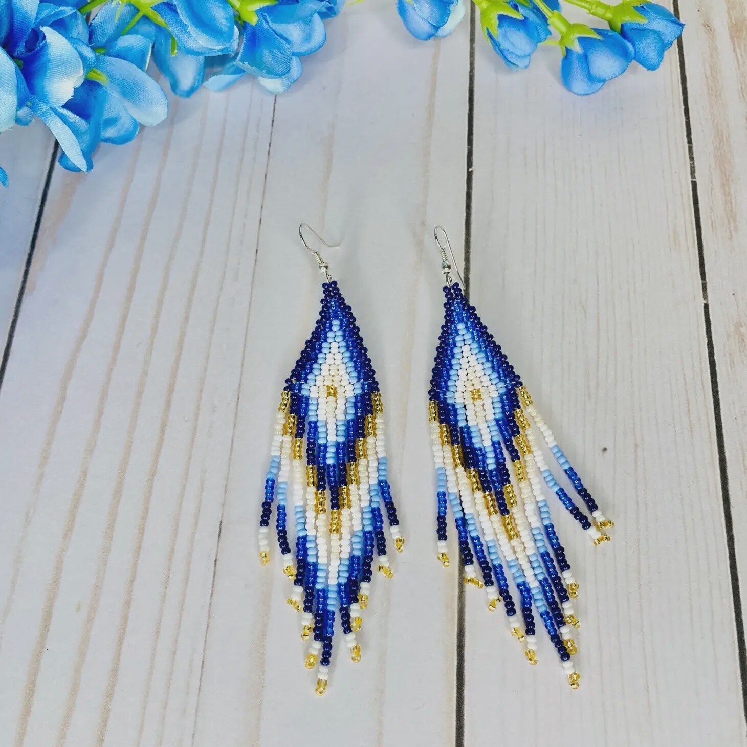Beaded Boho Earrings, Colour: Azula