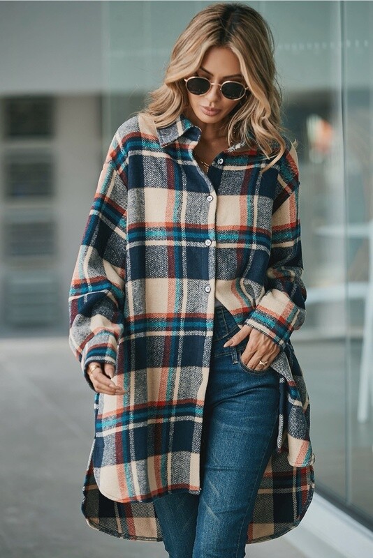 Apricot Mid Length Classic Plaid Shacket