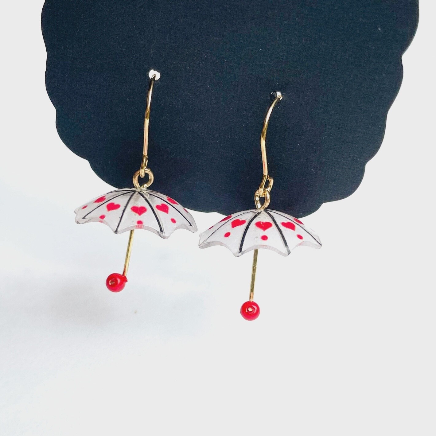 Umbrellas in Hearts Earrings