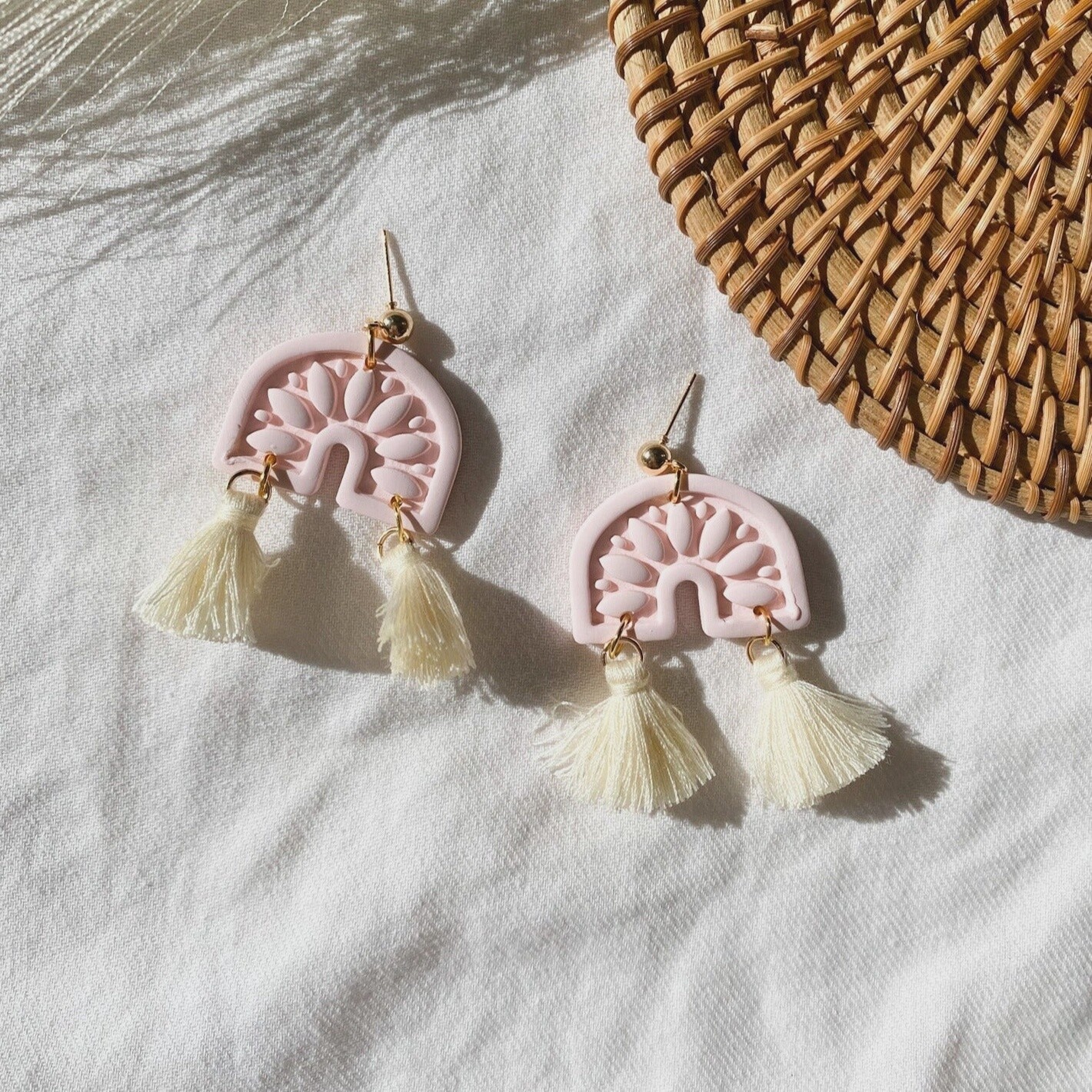 Pink Arch Tassel Earrings