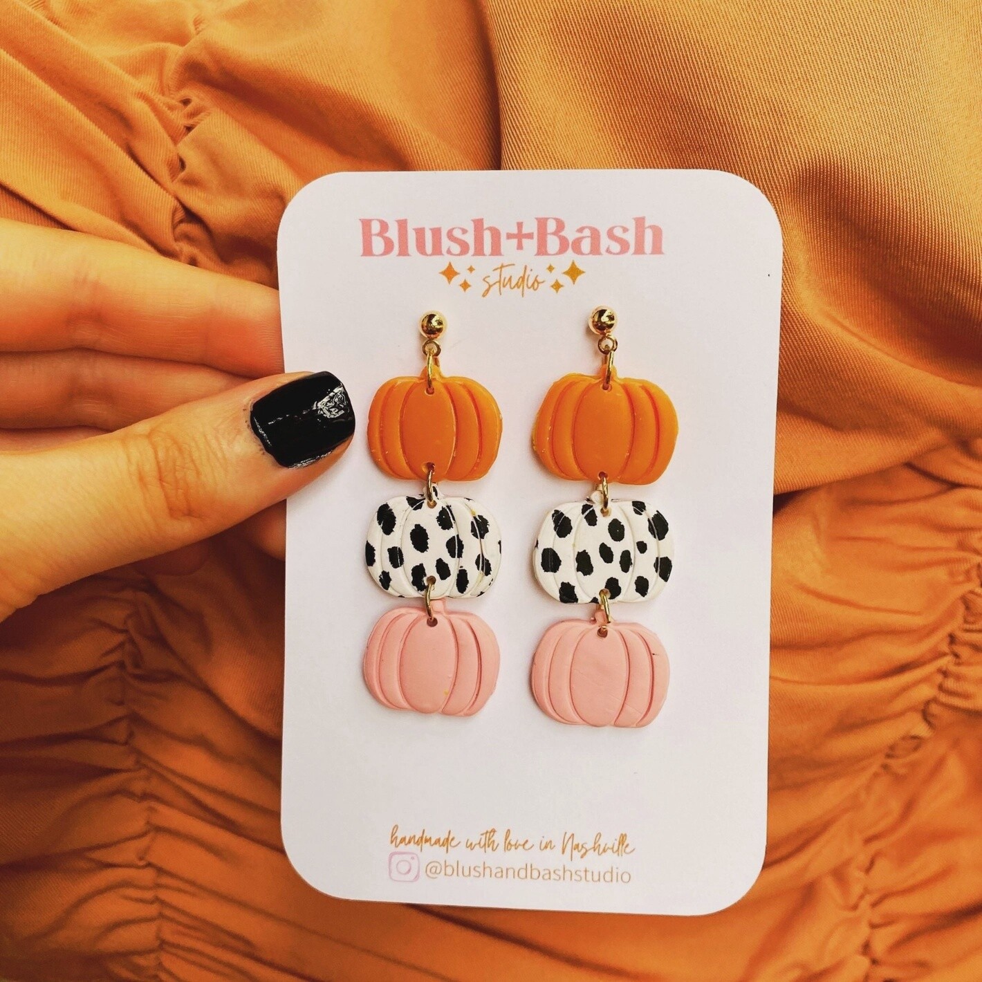 Tiered Pumpkin Dangle Earrings