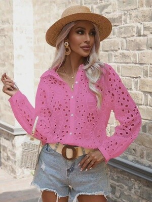 Pink Floral Cut out Long Sleeve